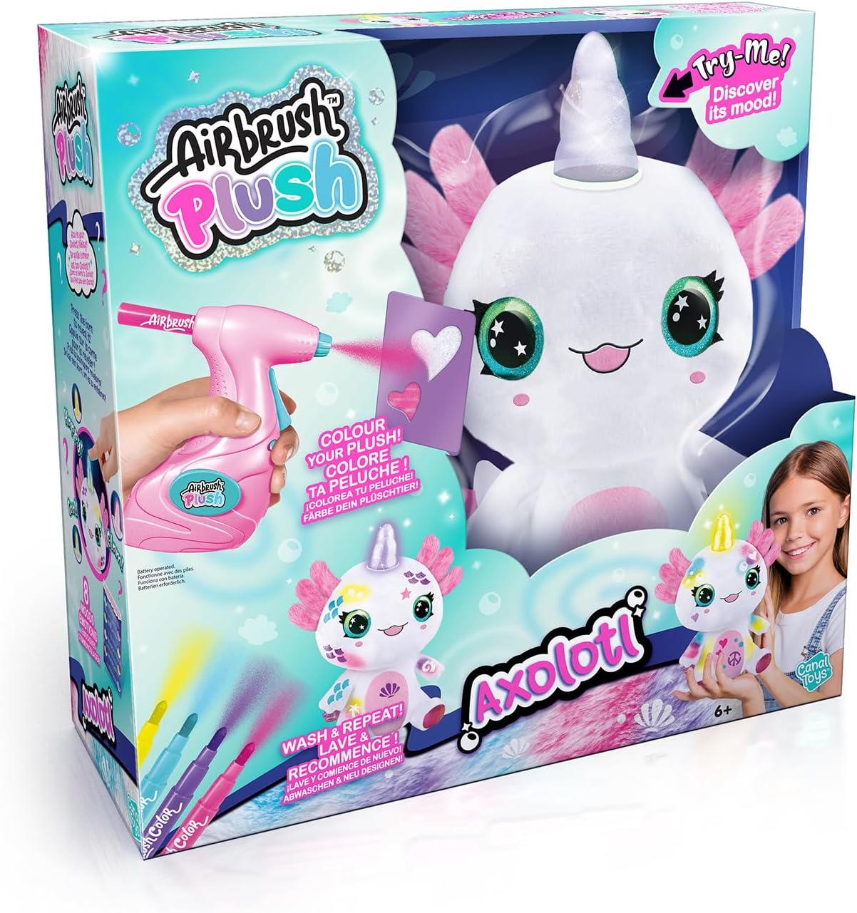 Airbrush Plush Light-Up Axolotl | Peluche Interactivo para Decorar