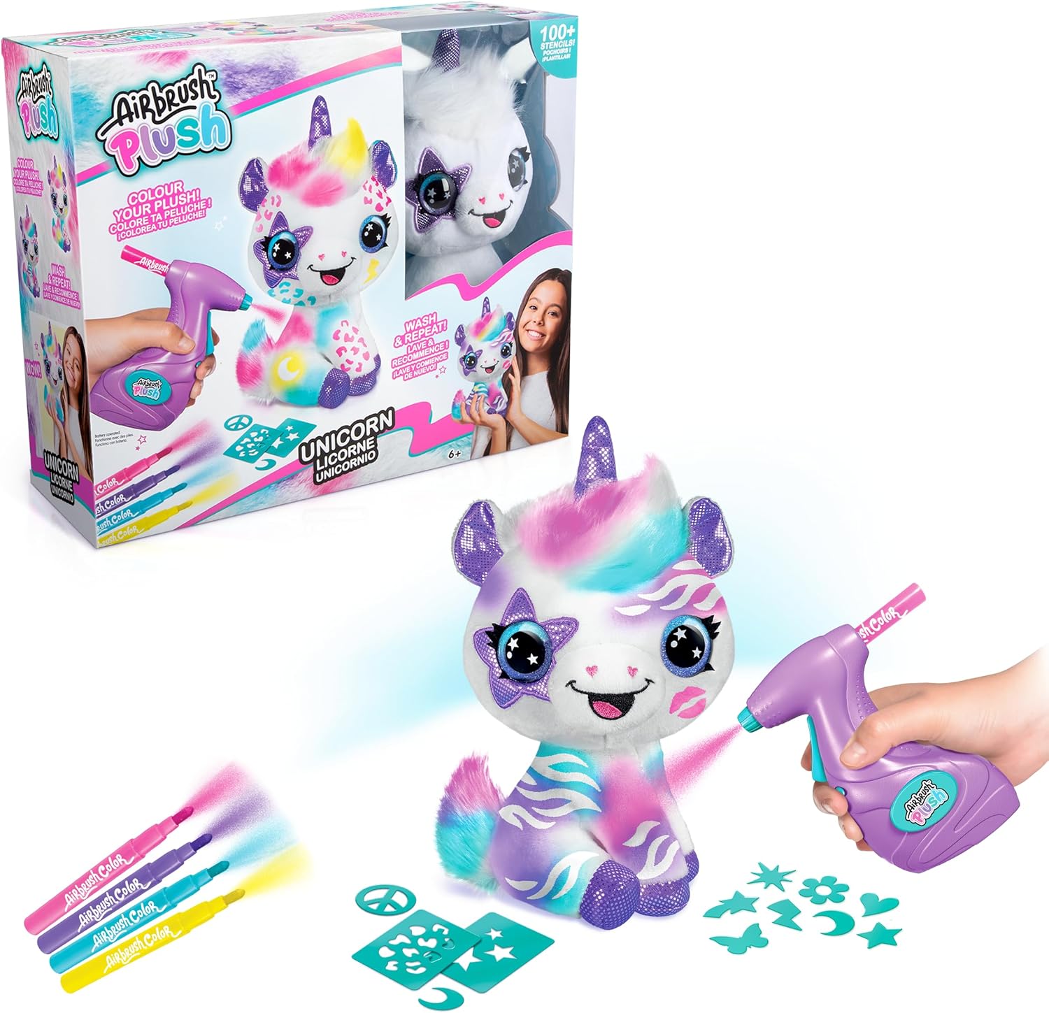 Airbrush Plush Unicornio | Set de Aerografía Lavable para Niños