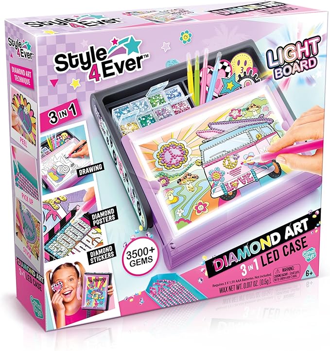 Canal Toys Diamond Art Studio | Set de Arte Brillante 3 en 1 con Luz LED