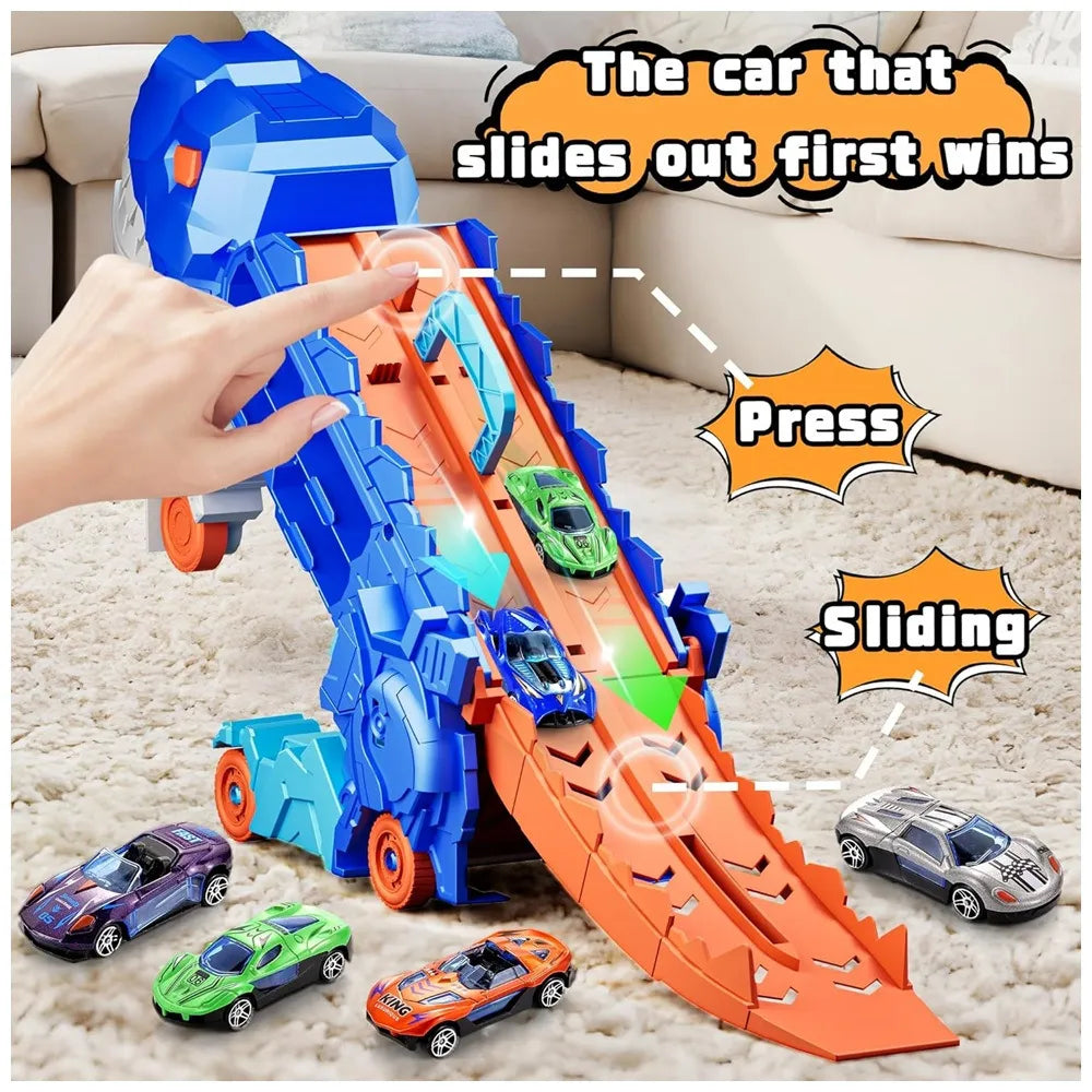 Pista Street Convoy Transportador Dino Trex Azul