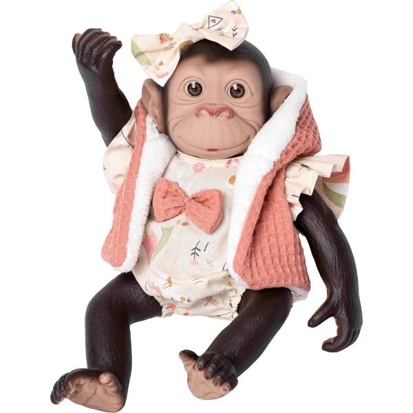 Muñeco Mono Reborn con Chaleco Rosa | Bebé Realista y Detallado