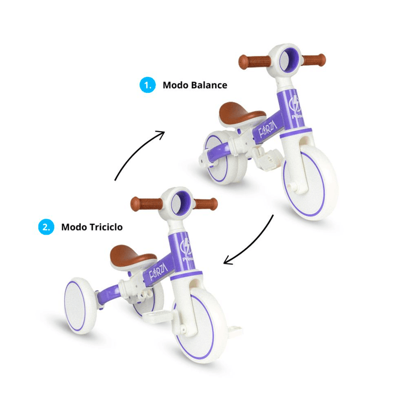 Triciclo 2 en 1 Forza Prinsel | Bicicleta Balance Blanco Lila