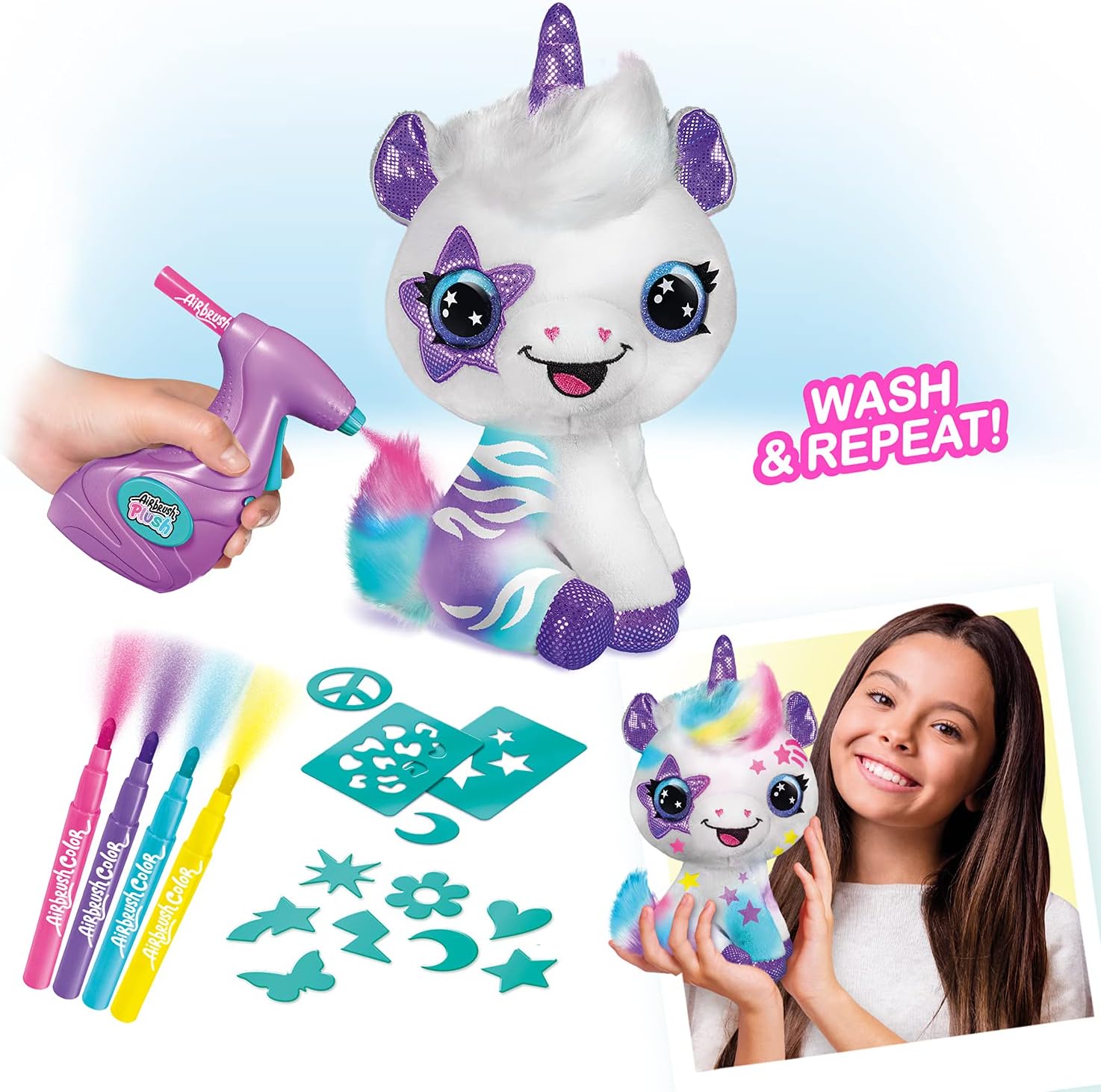 Airbrush Plush Unicornio | Set de Aerografía Lavable para Niños