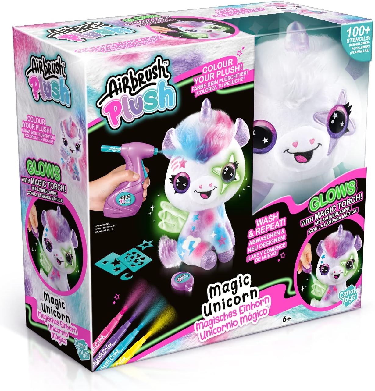 Airbrush Plush Magic Unicorn | Peluche Decorativo con Luz y Aerógrafo