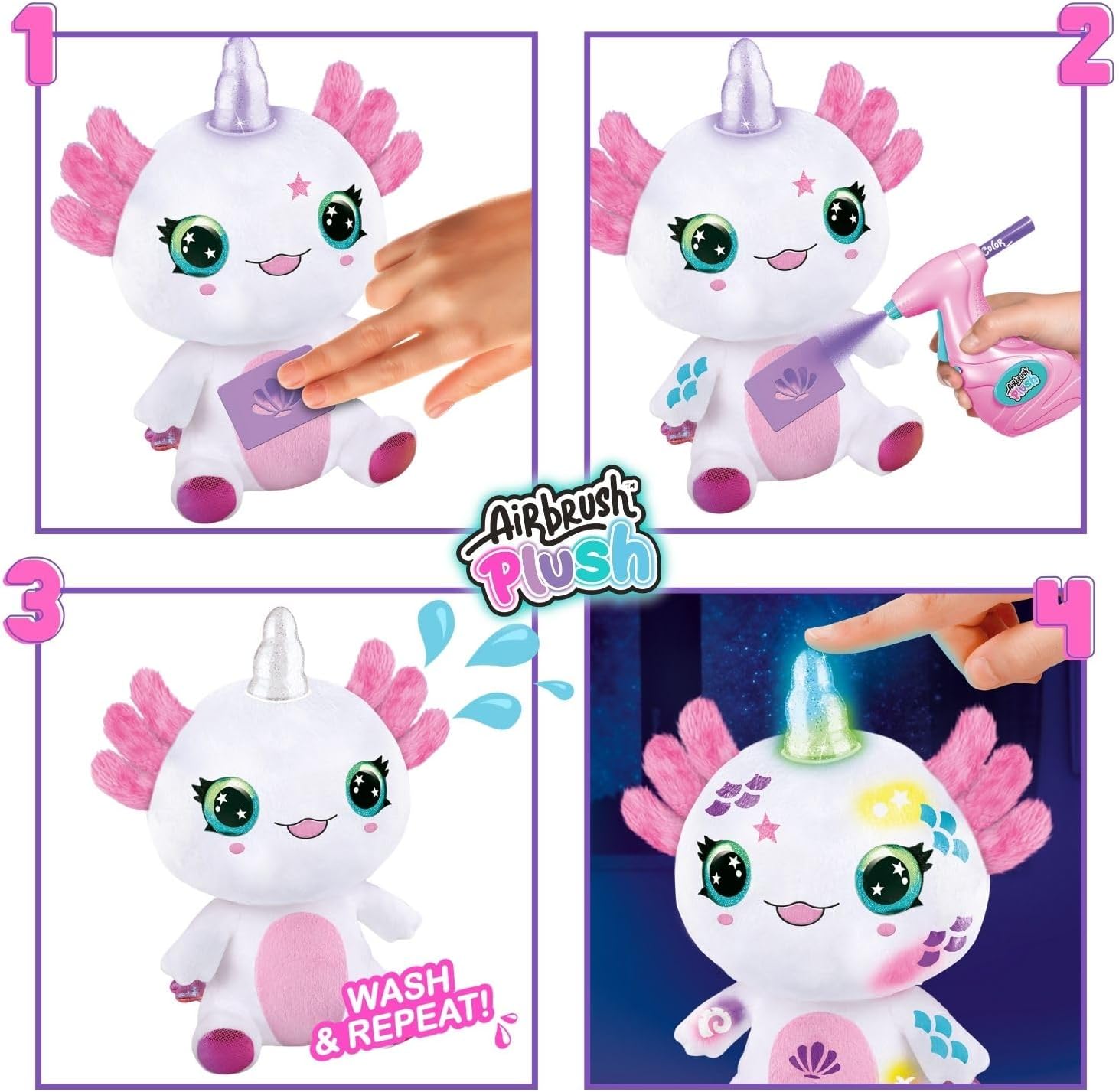 Airbrush Plush Light-Up Axolotl | Peluche Interactivo para Decorar