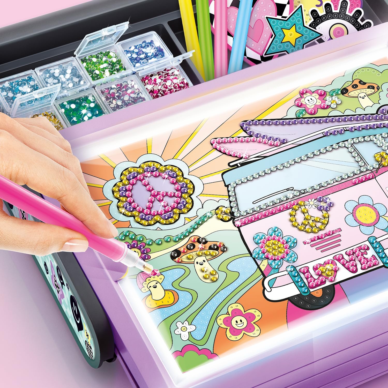 Canal Toys Diamond Art Studio | Set de Arte Brillante 3 en 1 con Luz LED