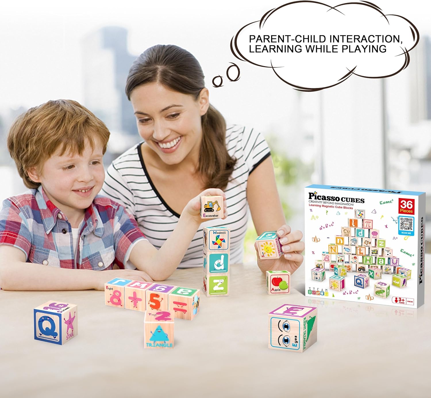 Cubos Magnéticos Educativos 36 Piezas PTD04 | 216 Gráficas