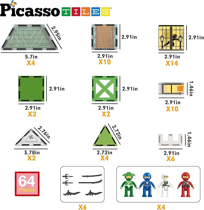 Set Magnético Ninja Dojo 64 Piezas PTQ07 | Juego de Construcción