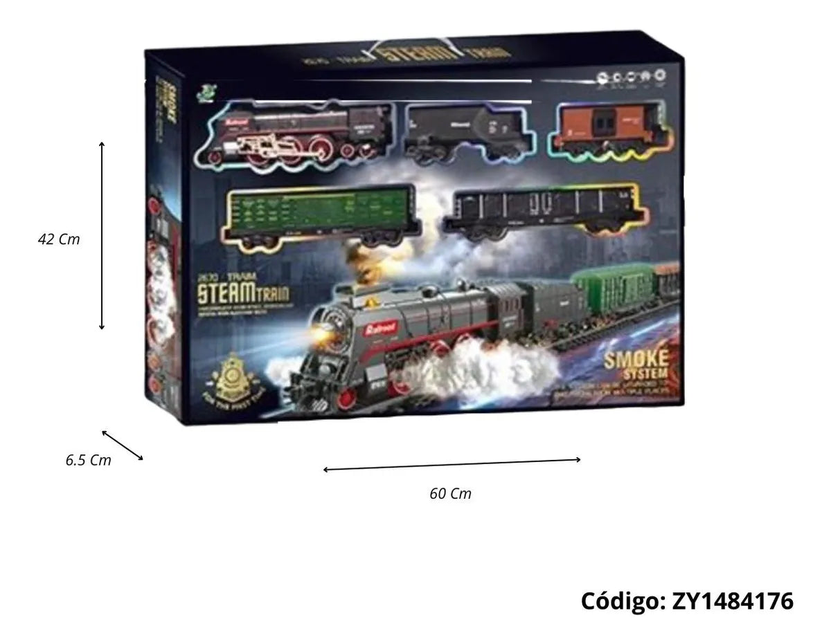 Tren Clásico con Humo Real y Sonidos de Vapor