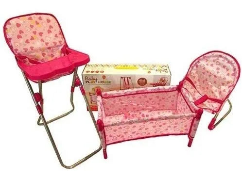 Set Baby Play House 3 en 1 | Cuna, Silla y Silla Comedor
