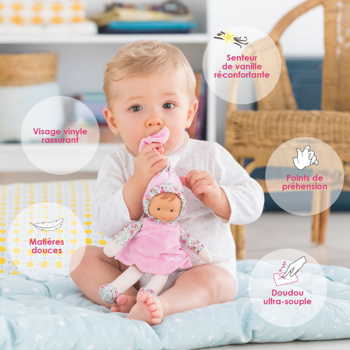 Bebé Corolle Miss Blossom Garden | Muñeca de Tela para Peques