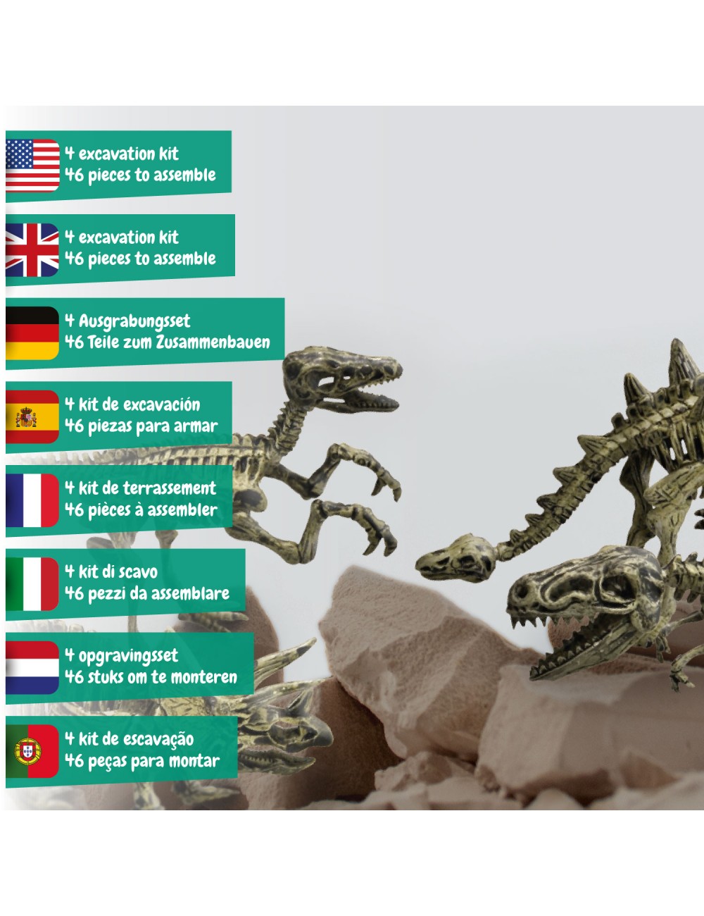 Excavaciones Fósiles 4 en 1 – Descubre Tus Dinosaurios