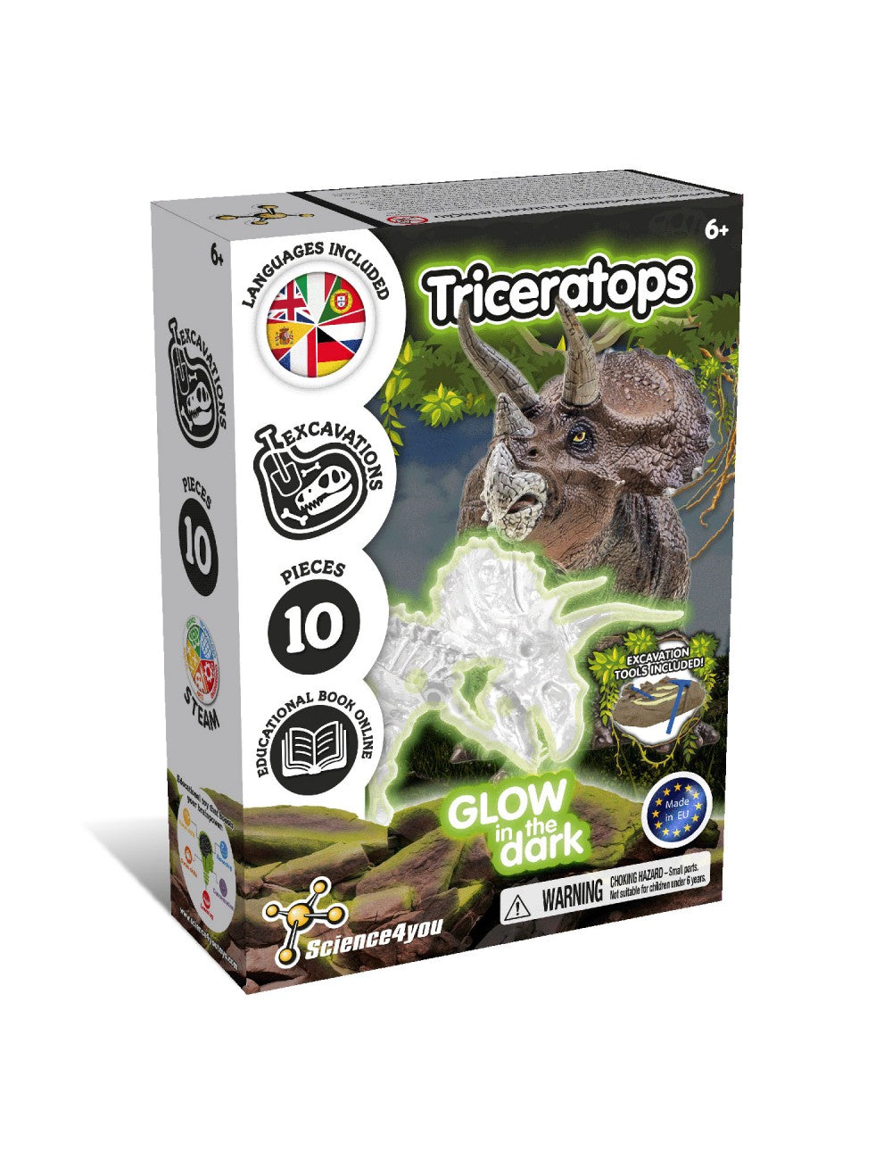 Excavaciones Triceratops Brilla en la Oscuridad – Descubre Tu Dinosaurio