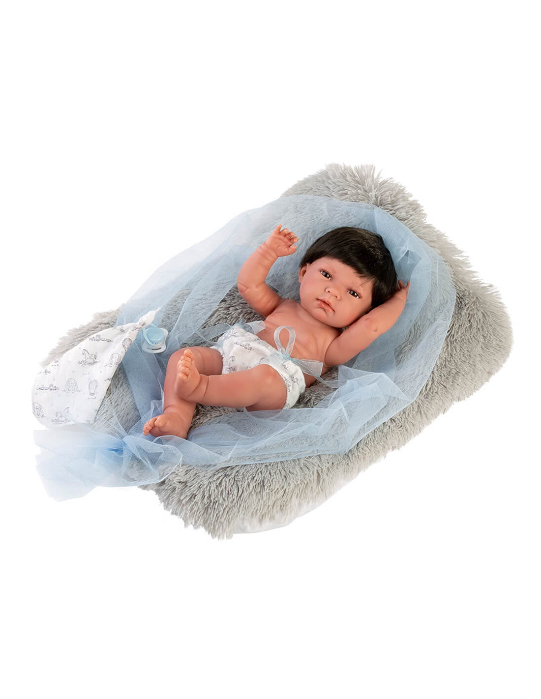 Muñeco Recién Nacido Nico con Cojín Gris 40 cm | Llorens – RAV Toys