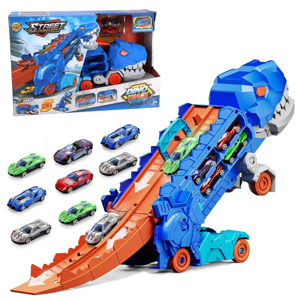 Pista Street Convoy Transportador Dino Trex Azul