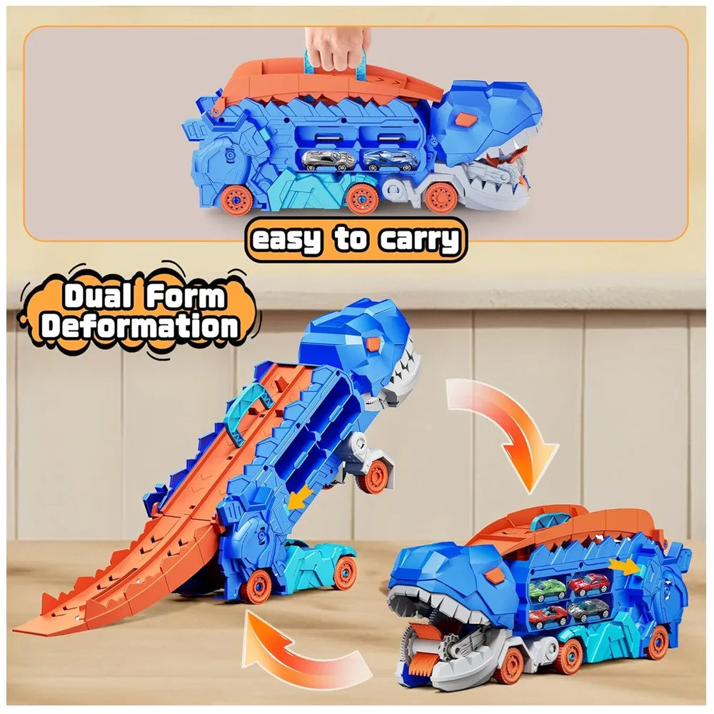 Pista Street Convoy Transportador Dino Trex Azul