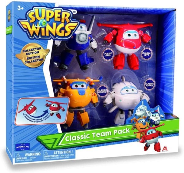 Super Wings – Transforming Characters Collector 4 Pack | Jett, Paul, Astra, & Donnie | 5'' Escala