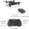 Dron RC plegable con cámara 1080P y control remoto